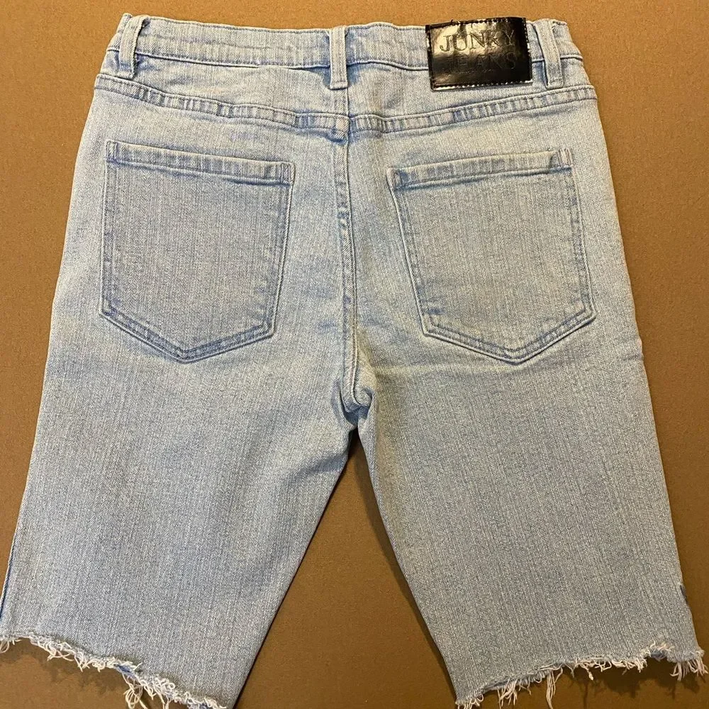 AFENDS Jorts Junky Jeans Raw Hem Skull Pocket Jean Short Size 29 Skater Surfer